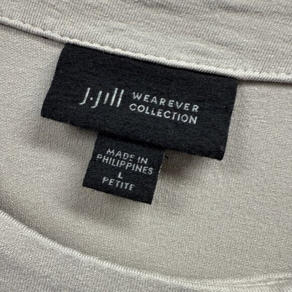 J Jill Wearever Women's Top Size Large Petite PL Wrap Front Minimalist Beige - Picture 3 of 8
